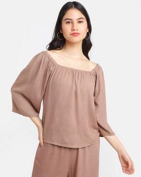 square-neck three fourth sleeve top