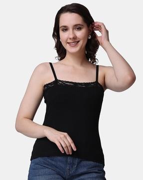 square-neck top with lace detail