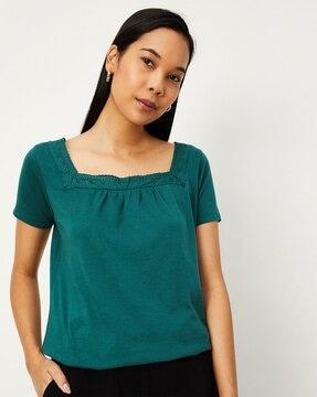 square-neck top with lace detail