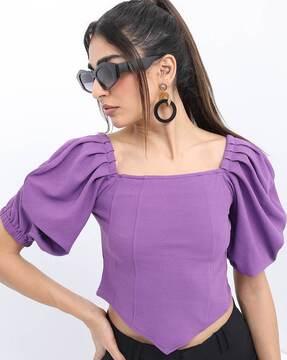 square-neck top with paneled bodice