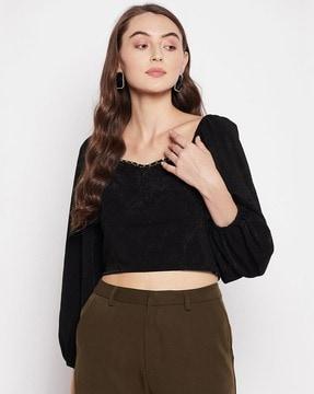 square-neck top with peasant sleeves