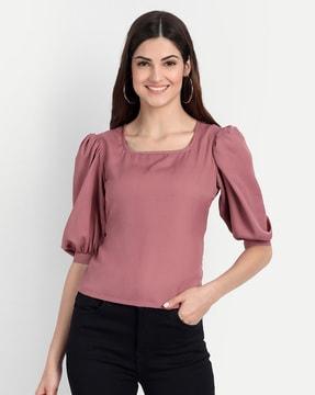 square-neck top