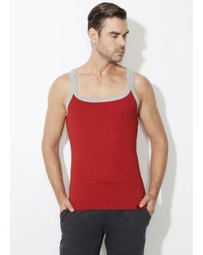 square-neck vest with contrast taping
