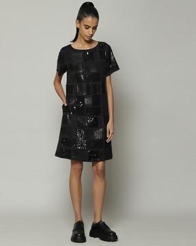 square sequin luxe voile dress