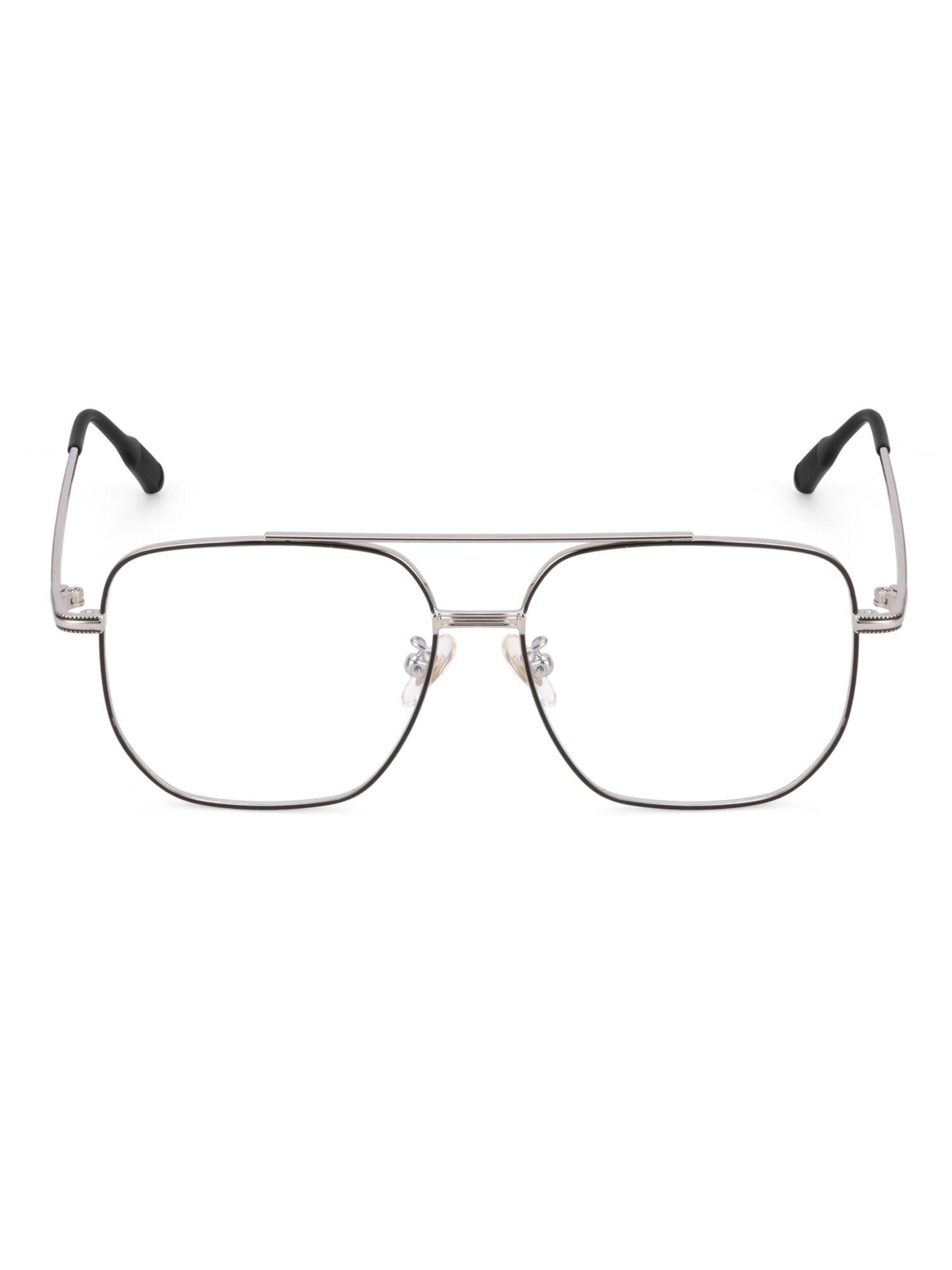 square silver black specs for men women sf0088-c2