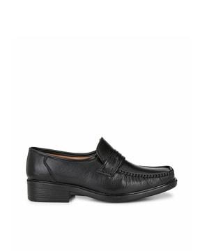 square-toe genuine leather loafers
