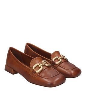 square-toe leather slip-ons
