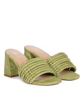 square-toe chunky heeled sandals