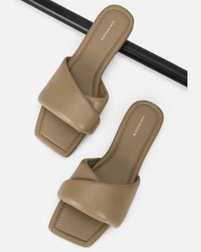 square-toe flat sliders