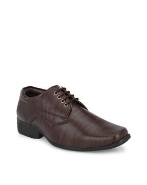 square-toe lace-up formal shoes