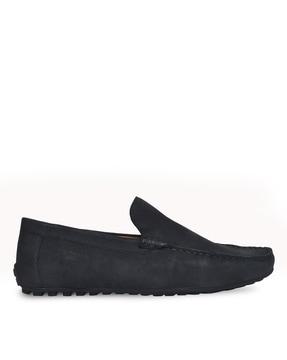 square-toe leather loafers