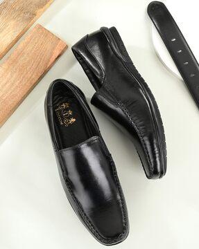 square-toe loafers with slip-on styling