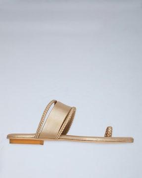 square toe slip-on flat sandals