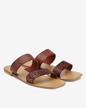 square-toe slip-on flat sandals