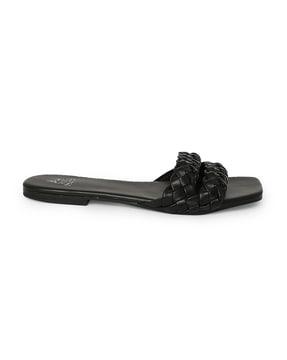square-toe slip-on flat sandals