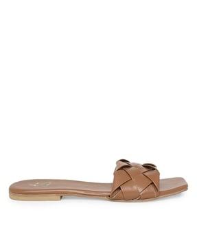 square-toe slip-on flat sandals