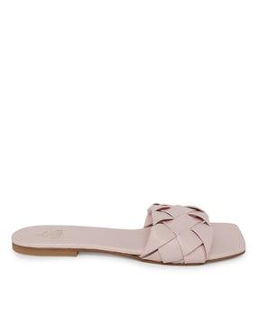 square-toe slip-on flat sandals