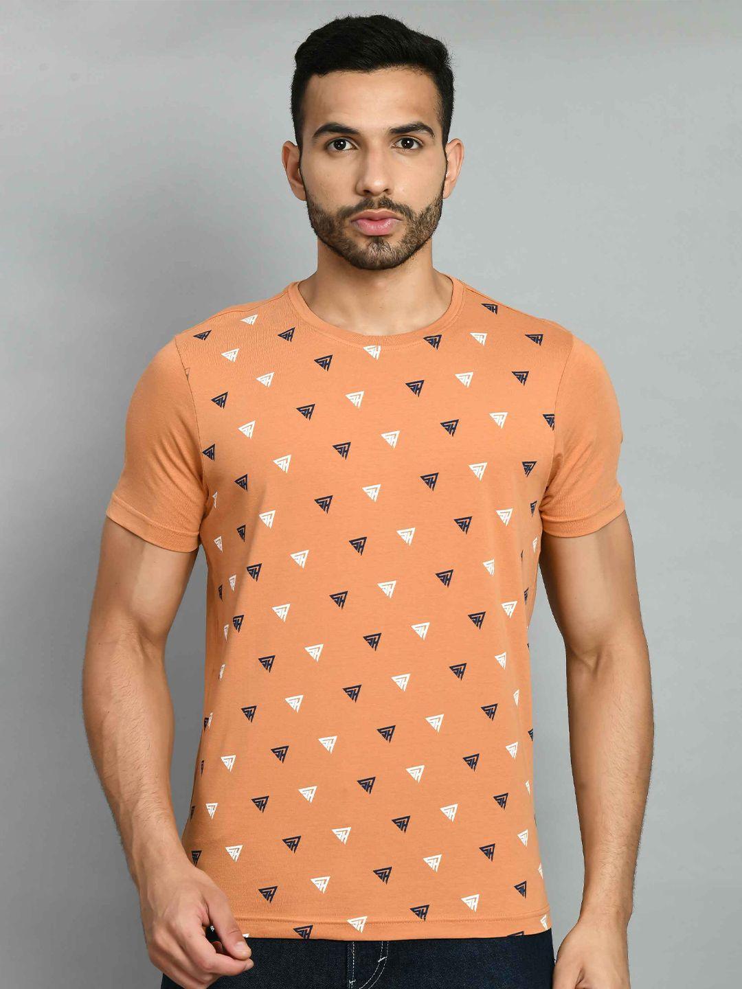 squirehood geometric printed round neck pique cotton casual t-shirt