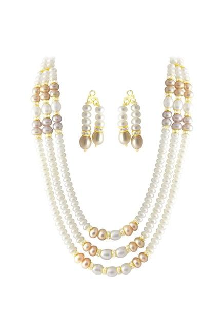 sri jagdamba pearls ablaze golden necklace & earring set