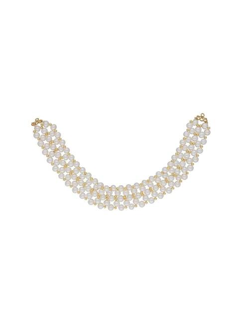 sri jagdamba pearls daisy golden & white pearl necklace set