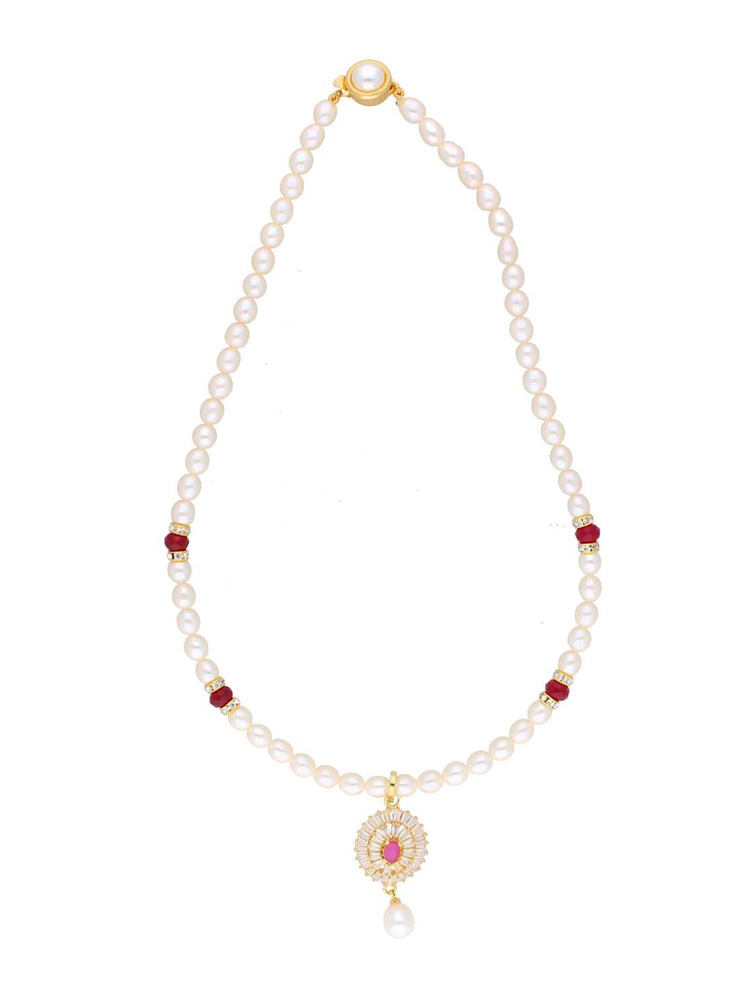 sri jagdamba pearls dealer gold-plated stone studded & pearl beaded jewellery set