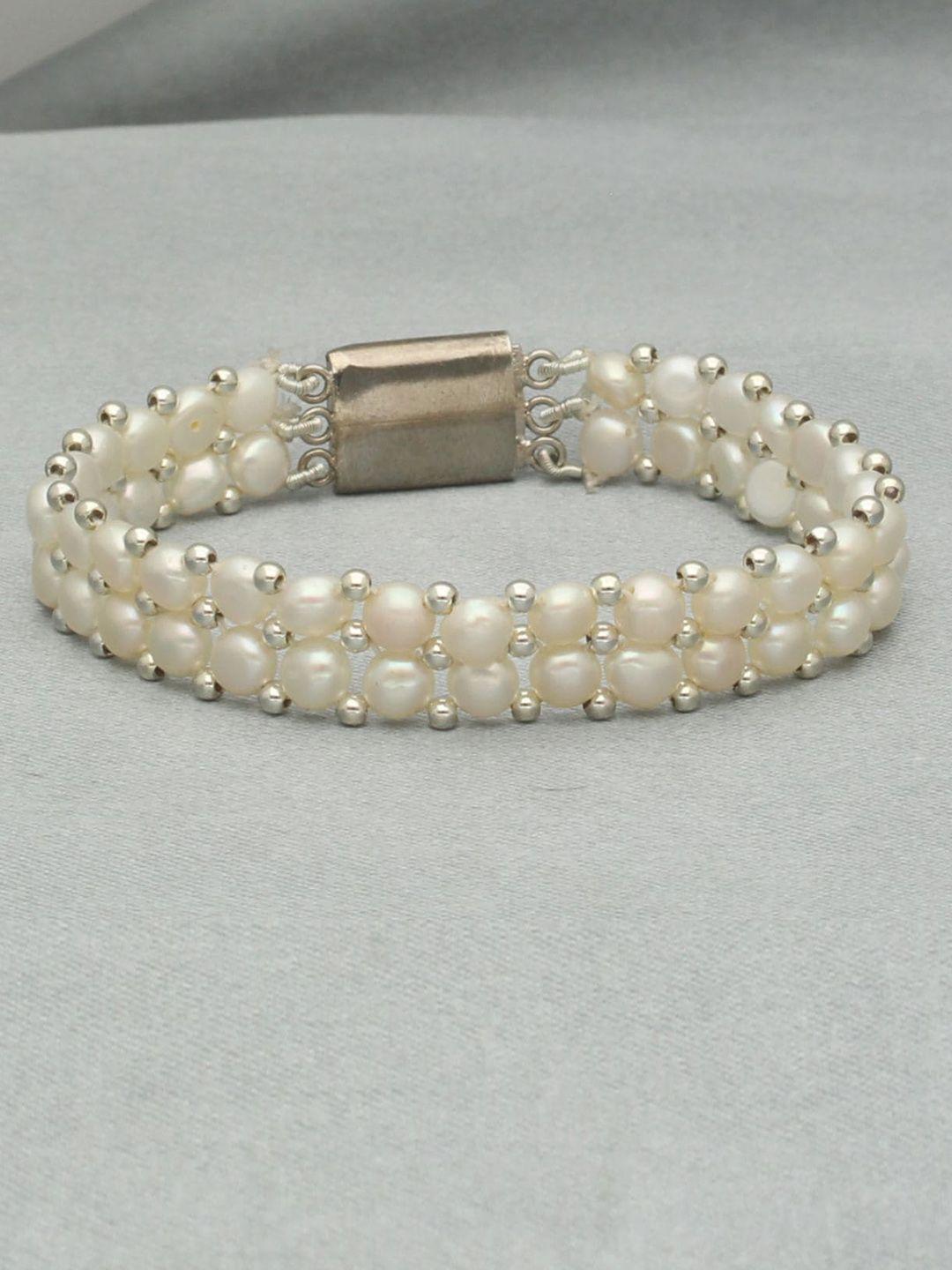sri jagdamba pearls dealer women white 2 lines  bracelet