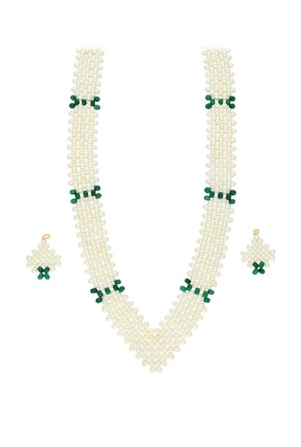 sri jagdamba pearls jaali golden alloy necklace & earring set