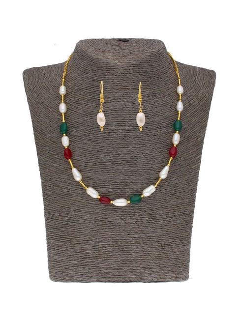 sri jagdamba pearls multicolored gold plated necklace set