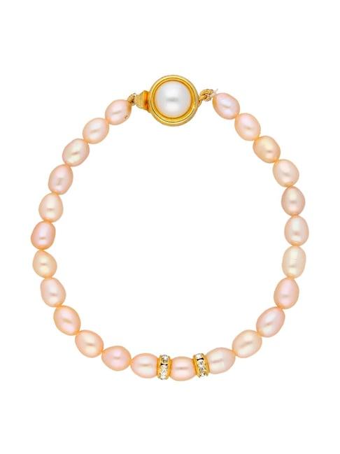 sri jagdamba pearls peach & pearl white alloy classic bracelet