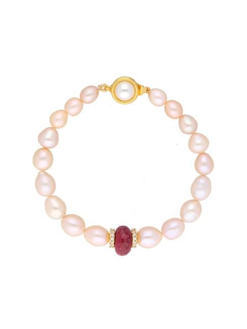 sri jagdamba pearls peach pearl casual bracelet