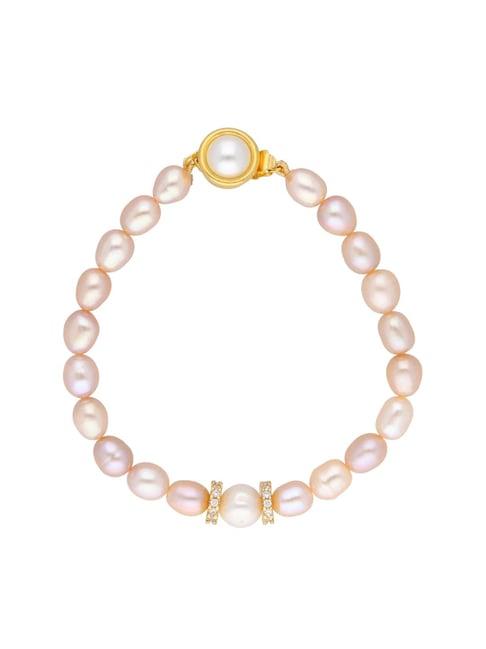 sri jagdamba pearls pink & peach pearl casual bracelet