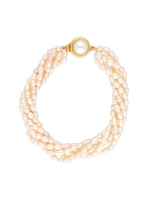 sri jagdamba pearls pink pearl casual bracelet