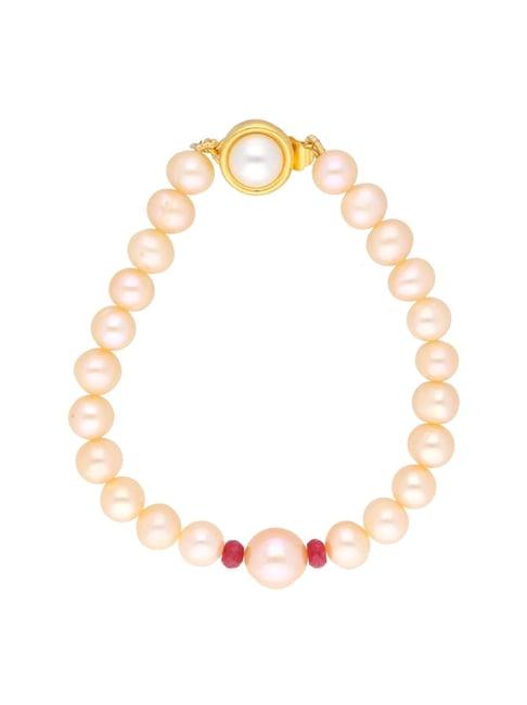 sri jagdamba pearls pink pearl casual bracelet