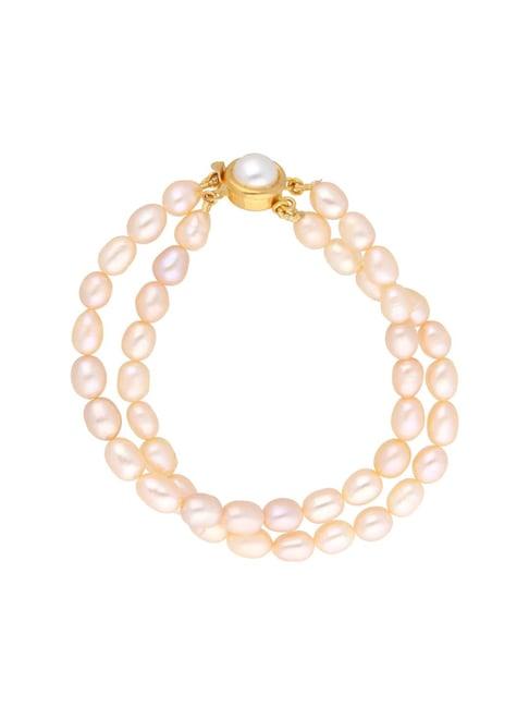 sri jagdamba pearls pink pearl casual bracelet