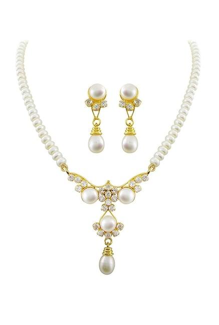 sri jagdamba pearls sanjitha golden alloy necklace set