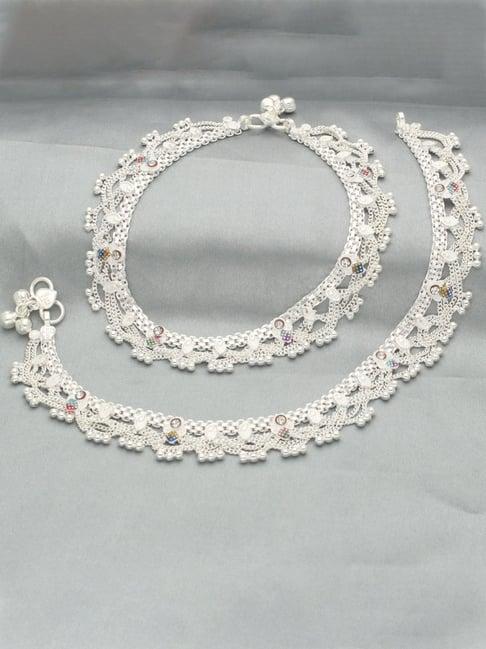 sri jagdamba pearls silver anklets for women