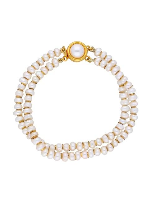 sri jagdamba pearls white & golden alloy classic bracelet