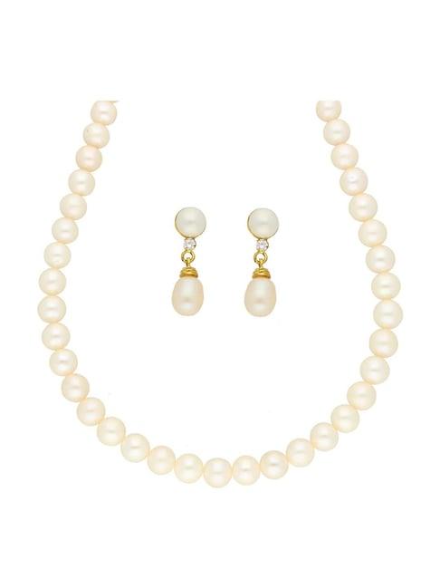 sri jagdamba pearls white alloy casual necklace & earring set