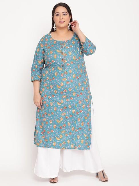 sringam blue printed plus size kurta