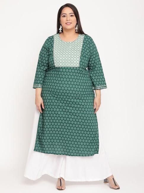 sringam green floral kurta with palazzos