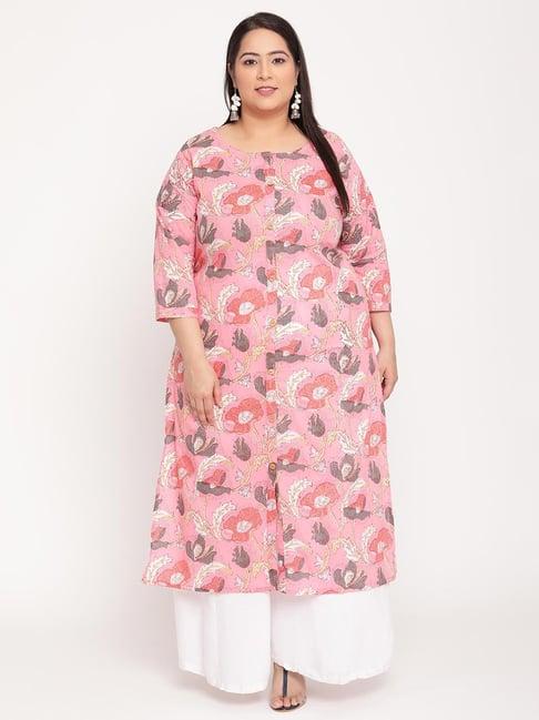 sringam pink printed plus size kurta