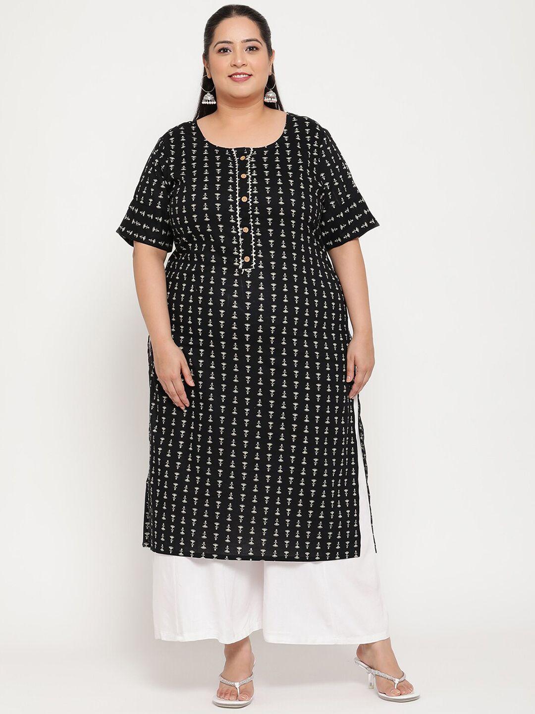 sringam women black printed kurta