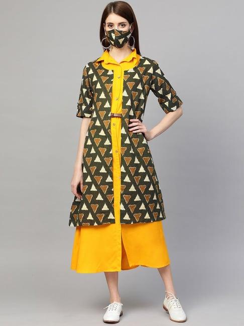 sringam yellow maxi dress dress with shrug & belt