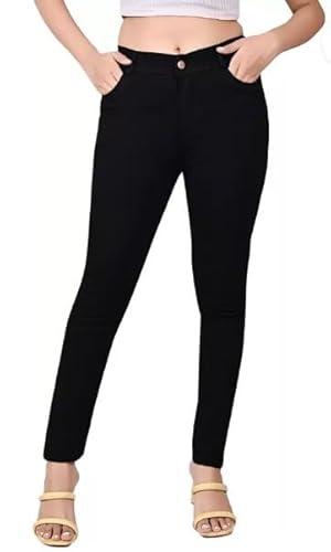 ss enterprises women/girls jeans pant high waist straight fit ankle length regular (32, black)