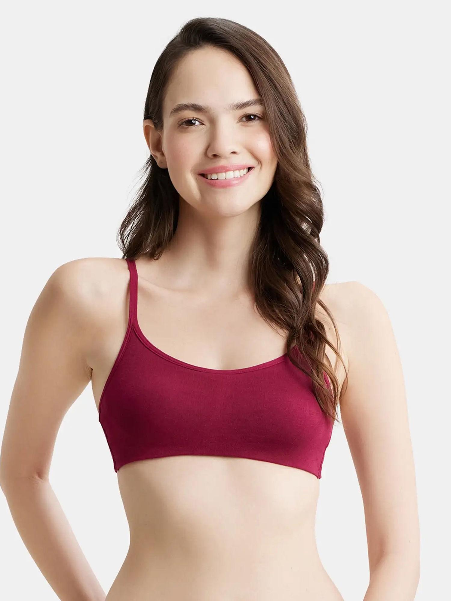 ss12 wirefree non padded cotton elastane full coverage beginners bra-beet red