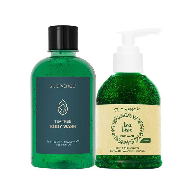 st. d'vencé essential tea tree oil body + face wash combo