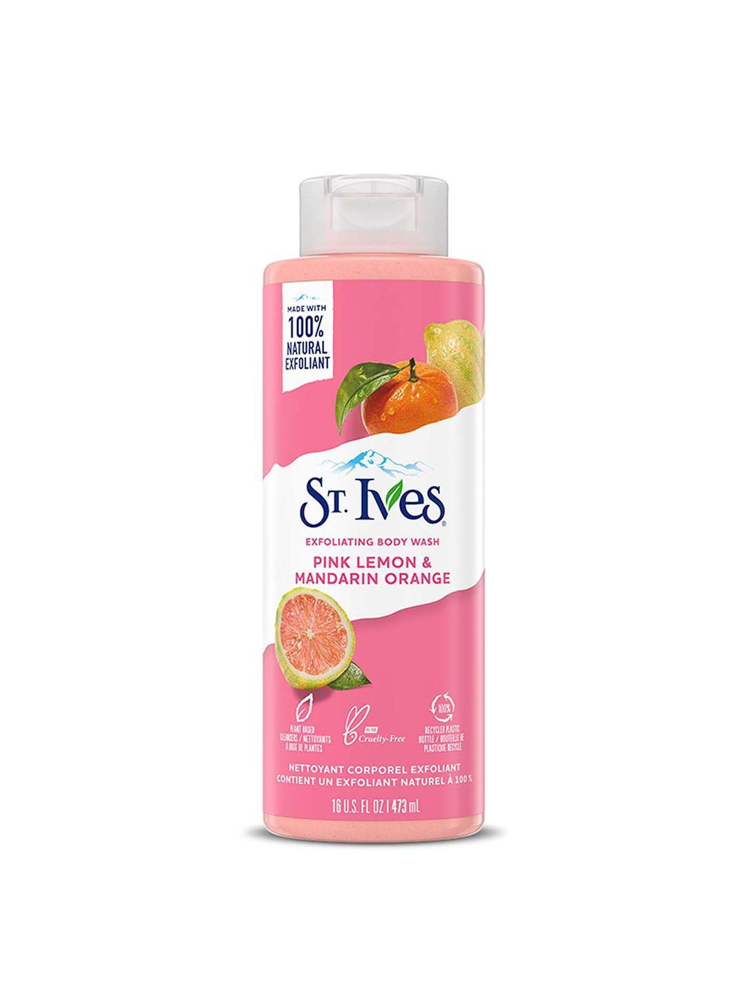 st. ives paraben free exfoliating body wash with pink lemon & mandarin orange - 473ml