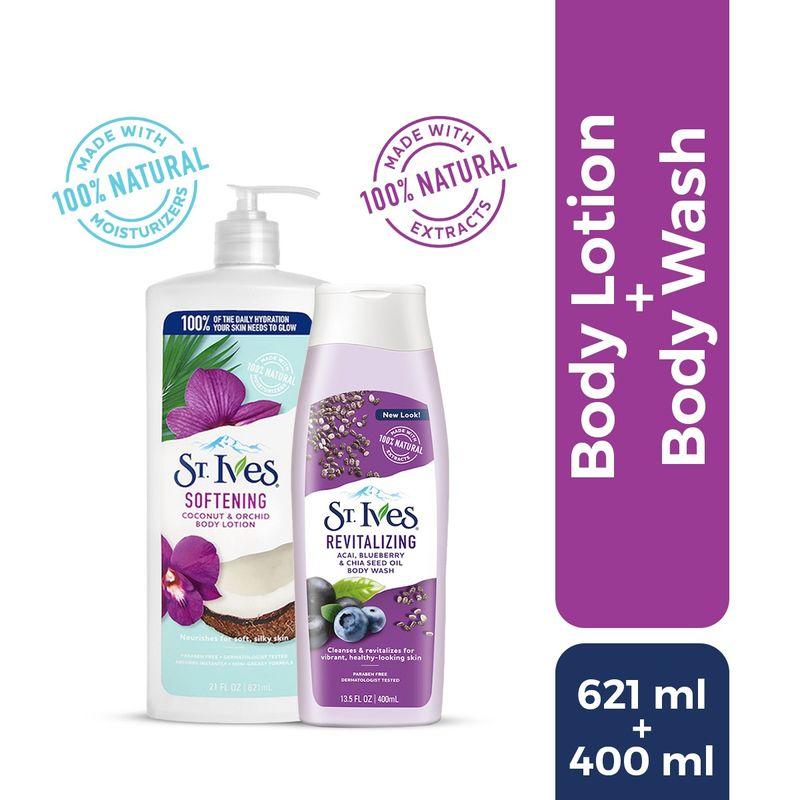 st. ives revitalizing body wash & lotion combo