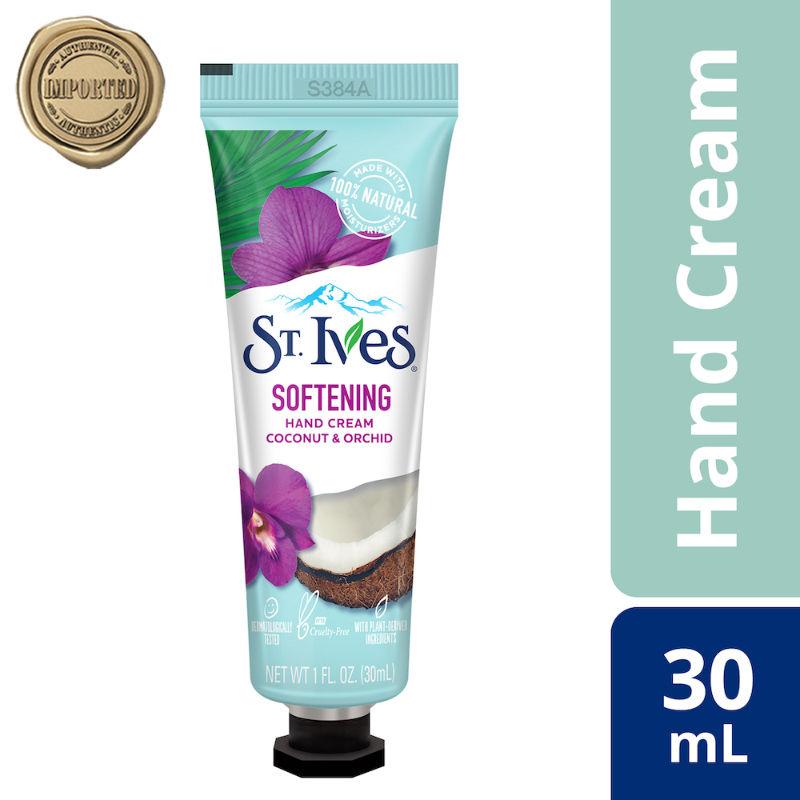 st. ives softening coconut & orchid hand cream, 100% natural moisturizers