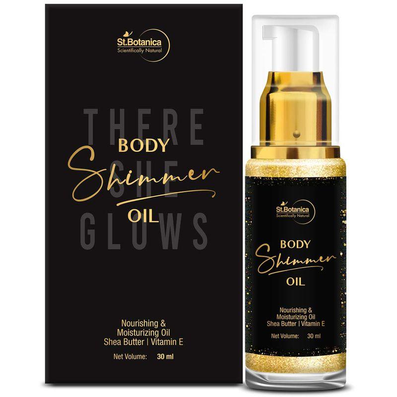 st.botanica body shimmer oil - nourishing & moisturizing oil with shea butter, vitamin e